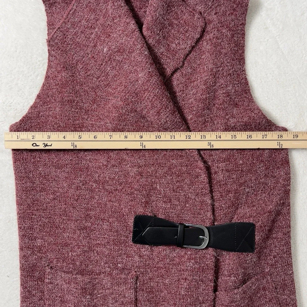 Soft Surroundings Solange Longline Belted Cardigan‎ Sweater Vest Size M Burgundy